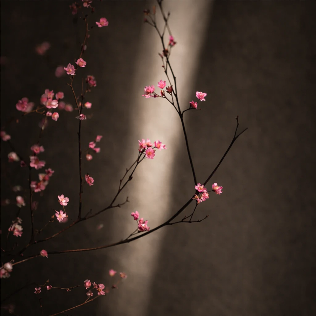 Curtain and light held in stillness